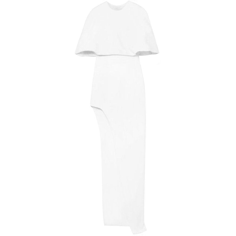 semsem Cape Effect Asymmetric Crepe Tunic