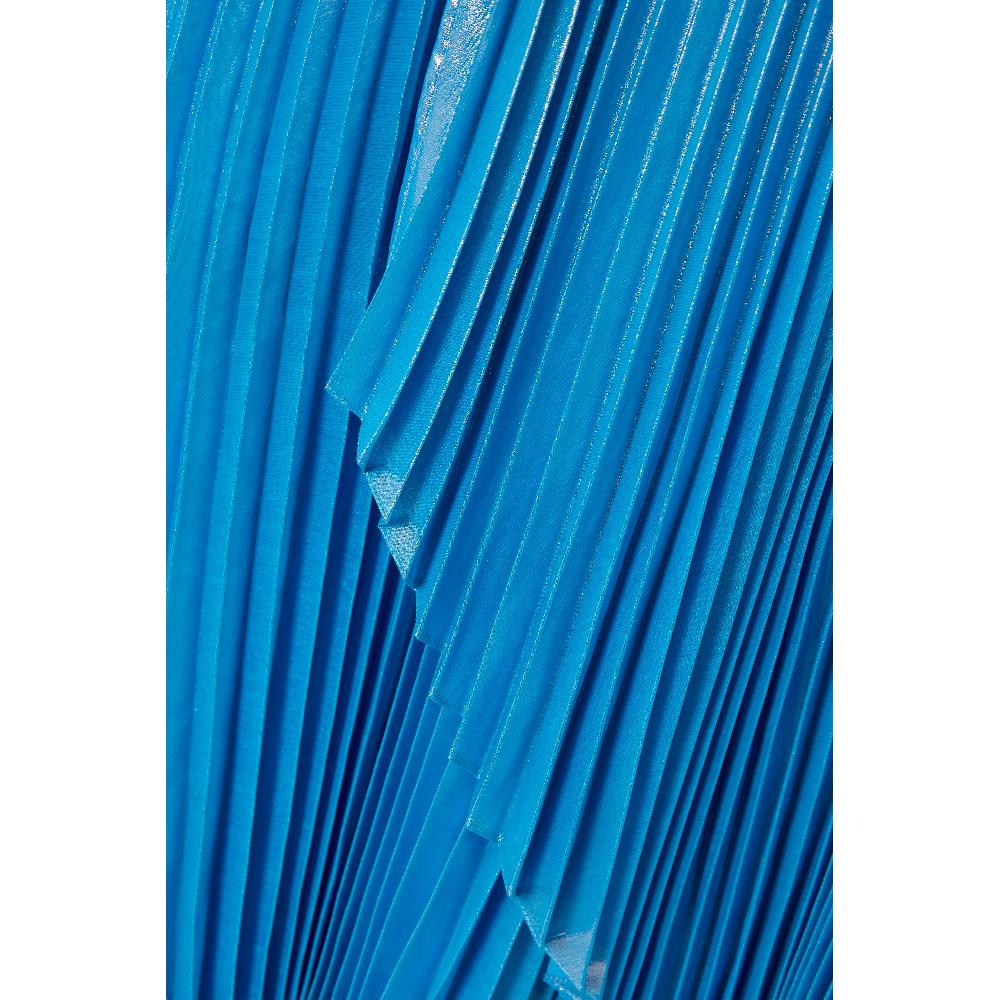 Semsem Capri Draped Plissé-Lamé Gown
