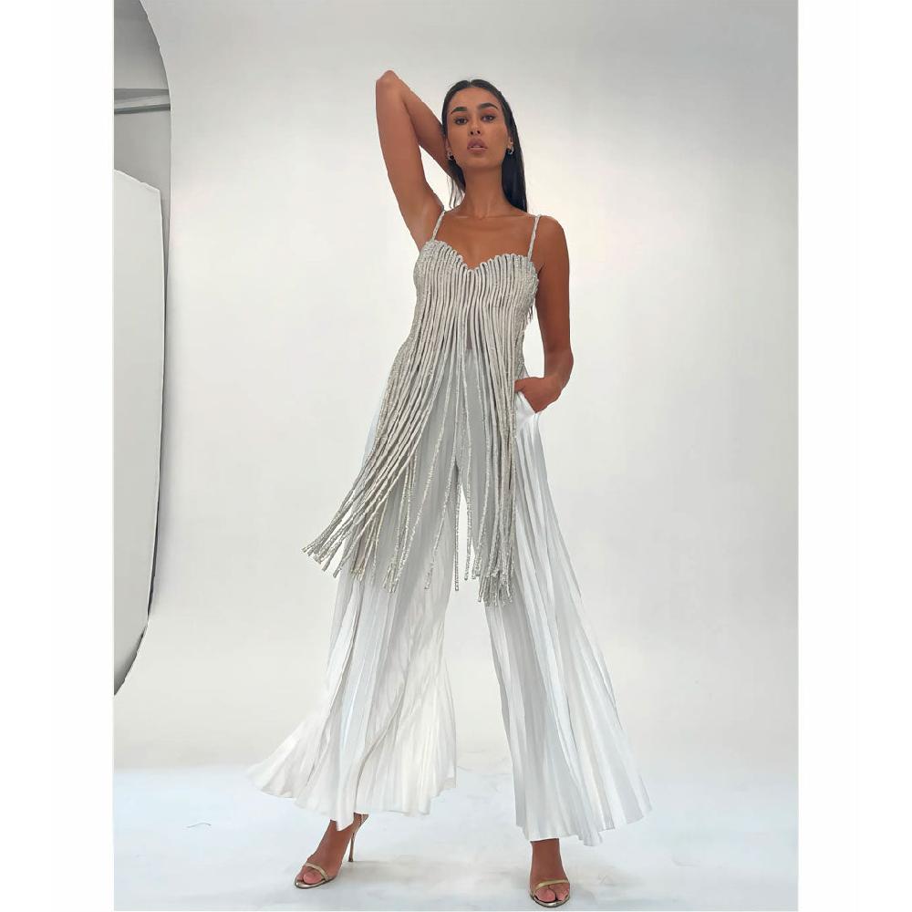 Semsem Crystal Cord Fringe Top