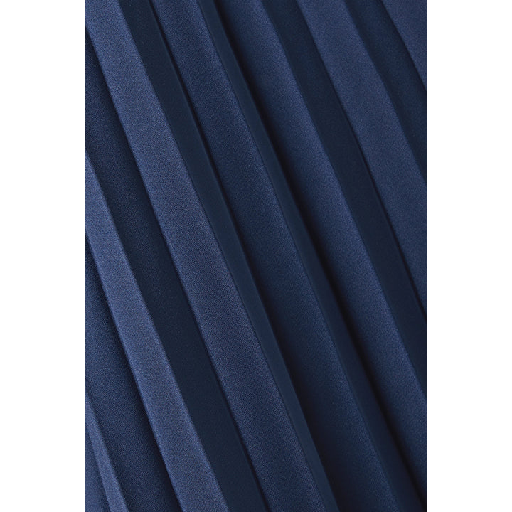 Semsem Crystal Embellished Plissé Satin Maxi Dress