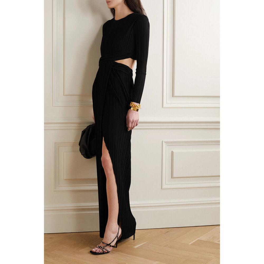Semsem Cutout Pleated Jersey Gown
