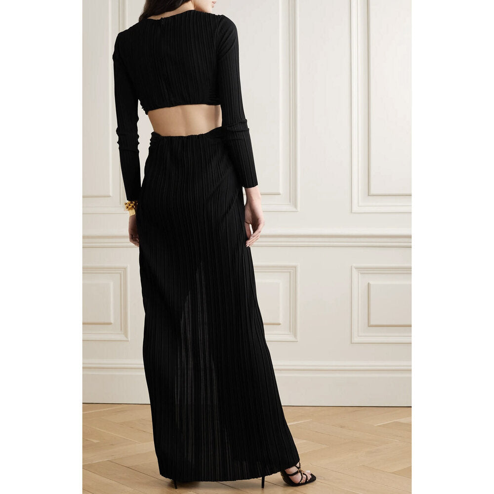 Semsem Cutout Pleated Jersey Gown