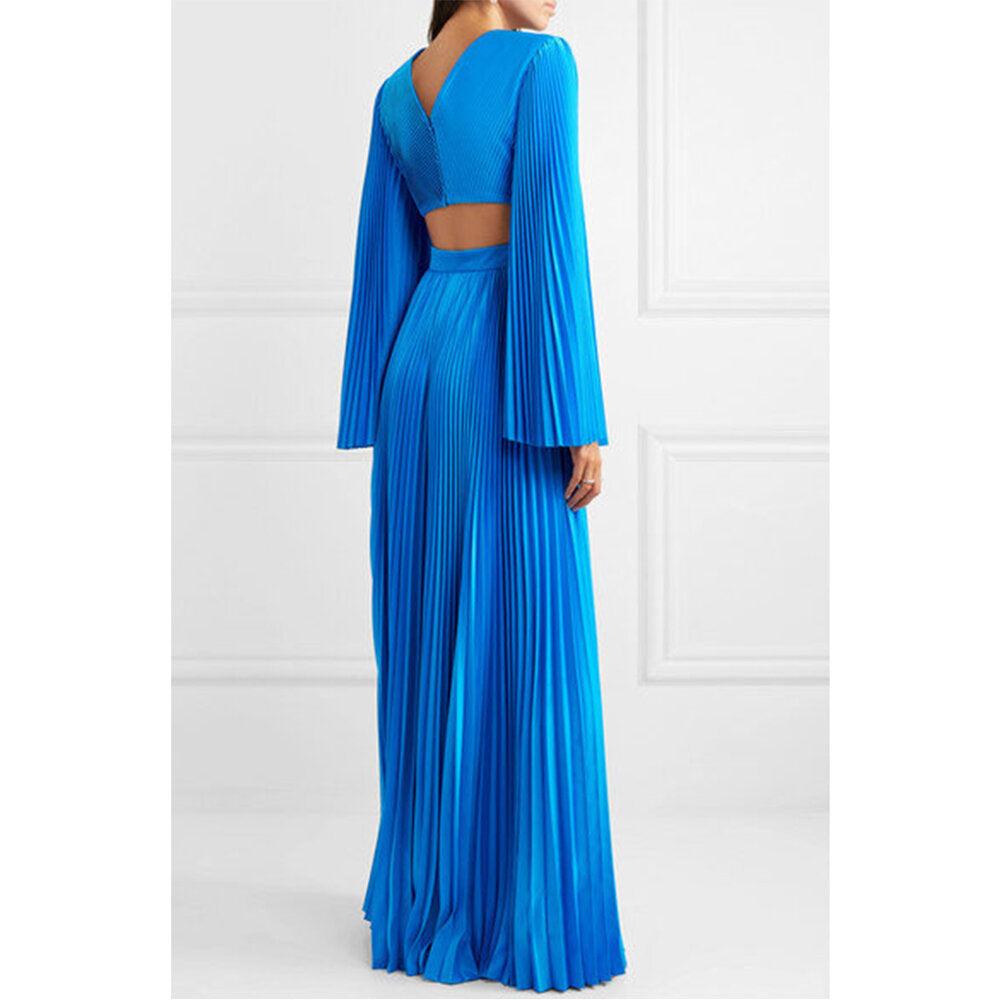 Semsem Cutout Pleated Satin Jumpsuit