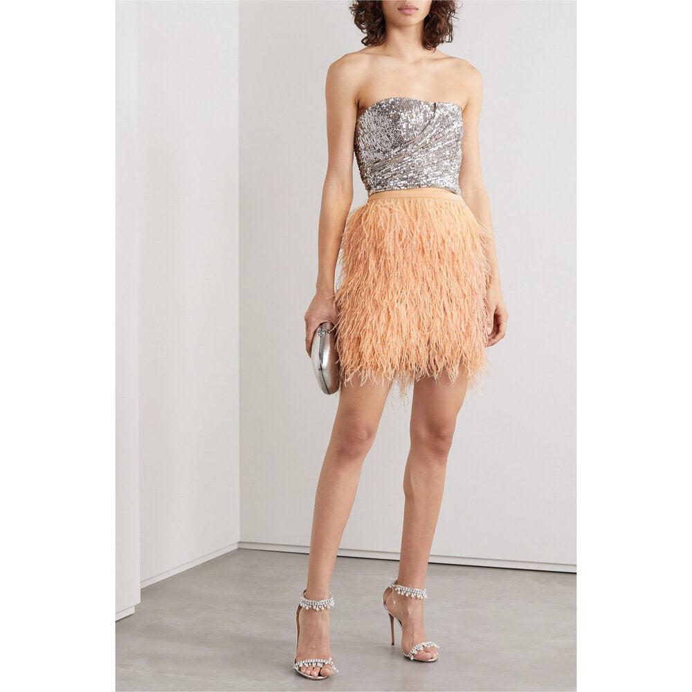 Semsem Cutout Sequined Tulle Bustier Top
