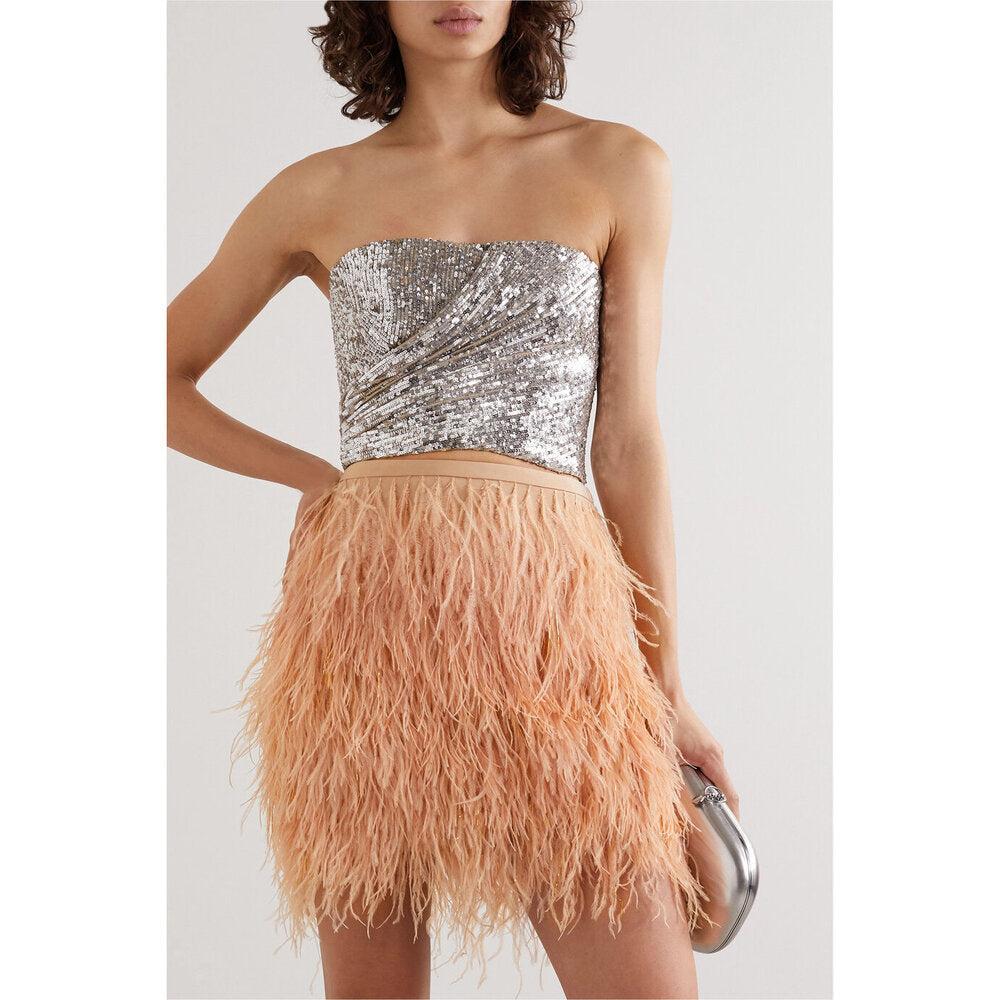 Semsem Cutout Sequined Tulle Bustier Top