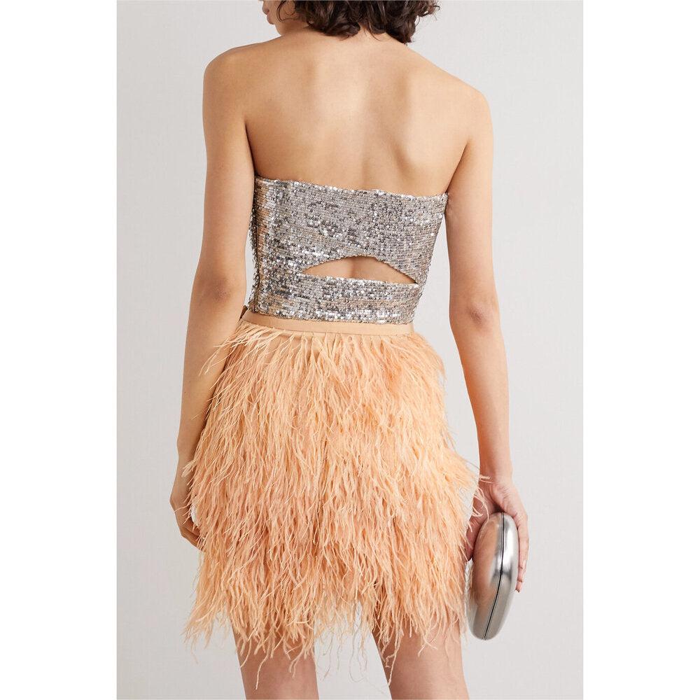 Semsem Cutout Sequined Tulle Bustier Top