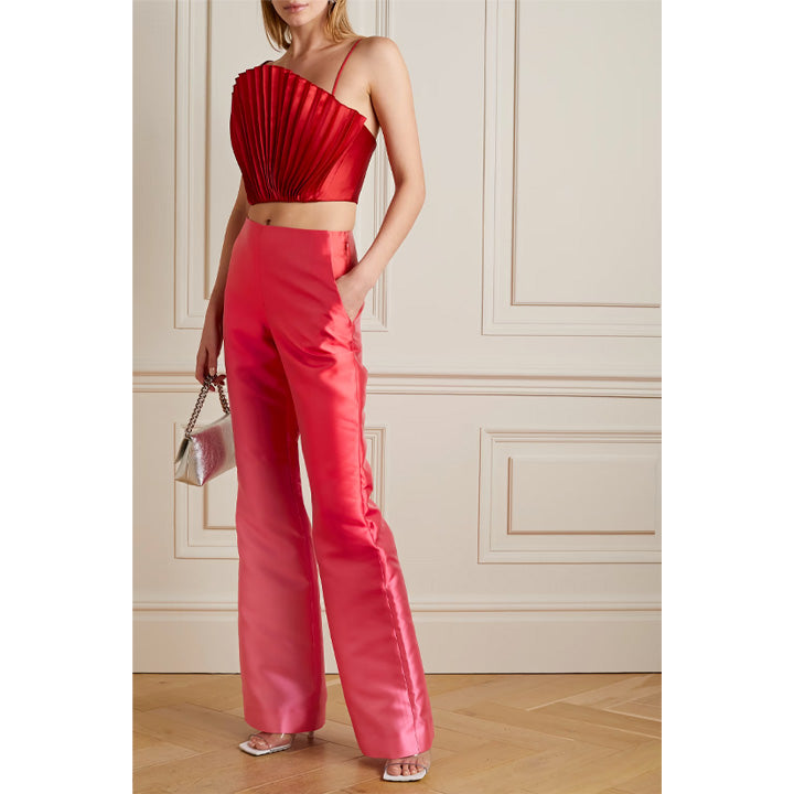 Semsem Dégradé Duchesse-satin Wide-leg Pants