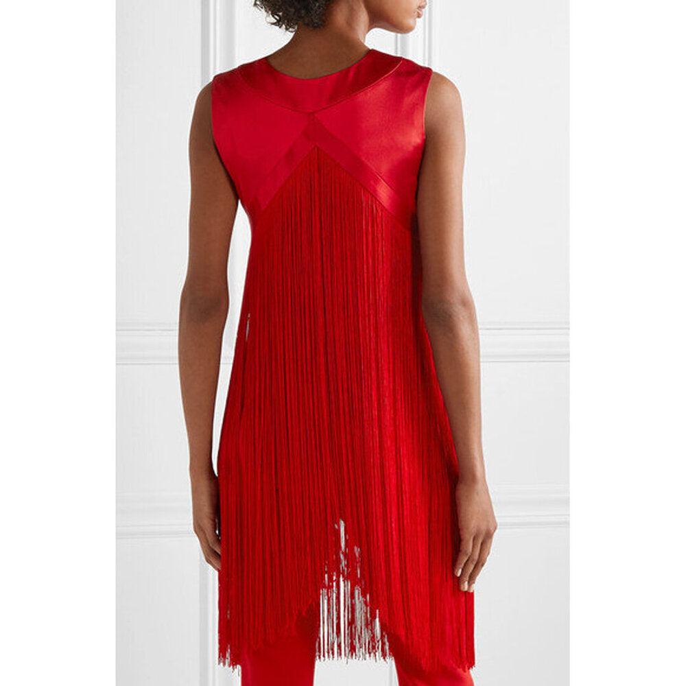 Semsem Fringed Silk-Satin Top