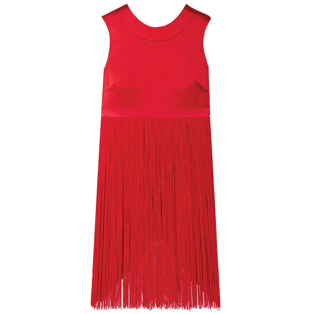 semsem Fringed Silk-Satin Top