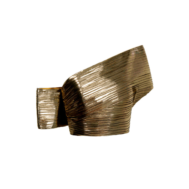 semsem Gold Metallic Plissé Structured Top