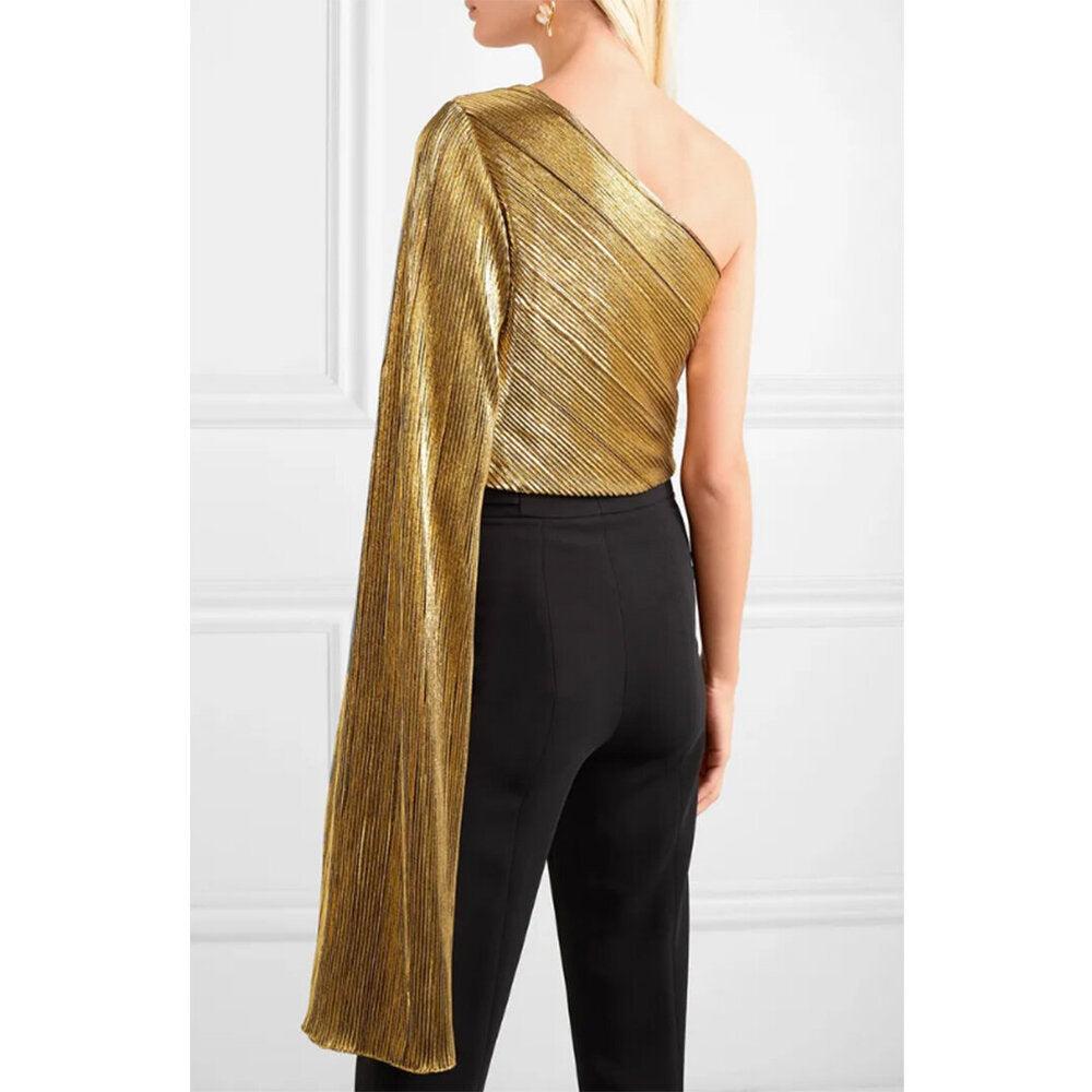 Semsem Gold Plissé Top
