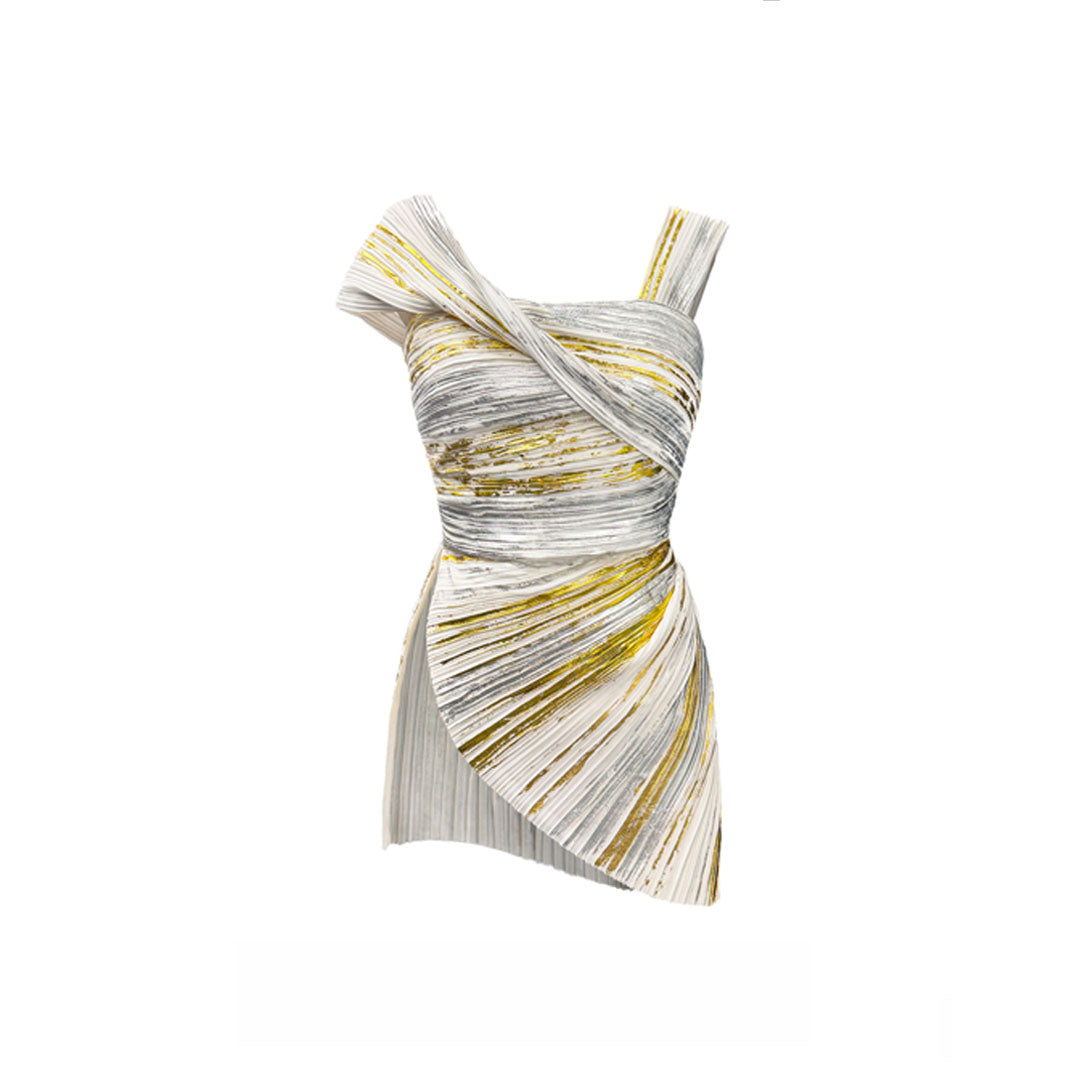 semsem Gold & Silver Foil Plissé Top