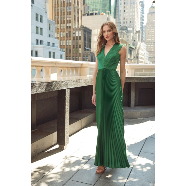 Semsem Green Charmeuse Sunray Dress