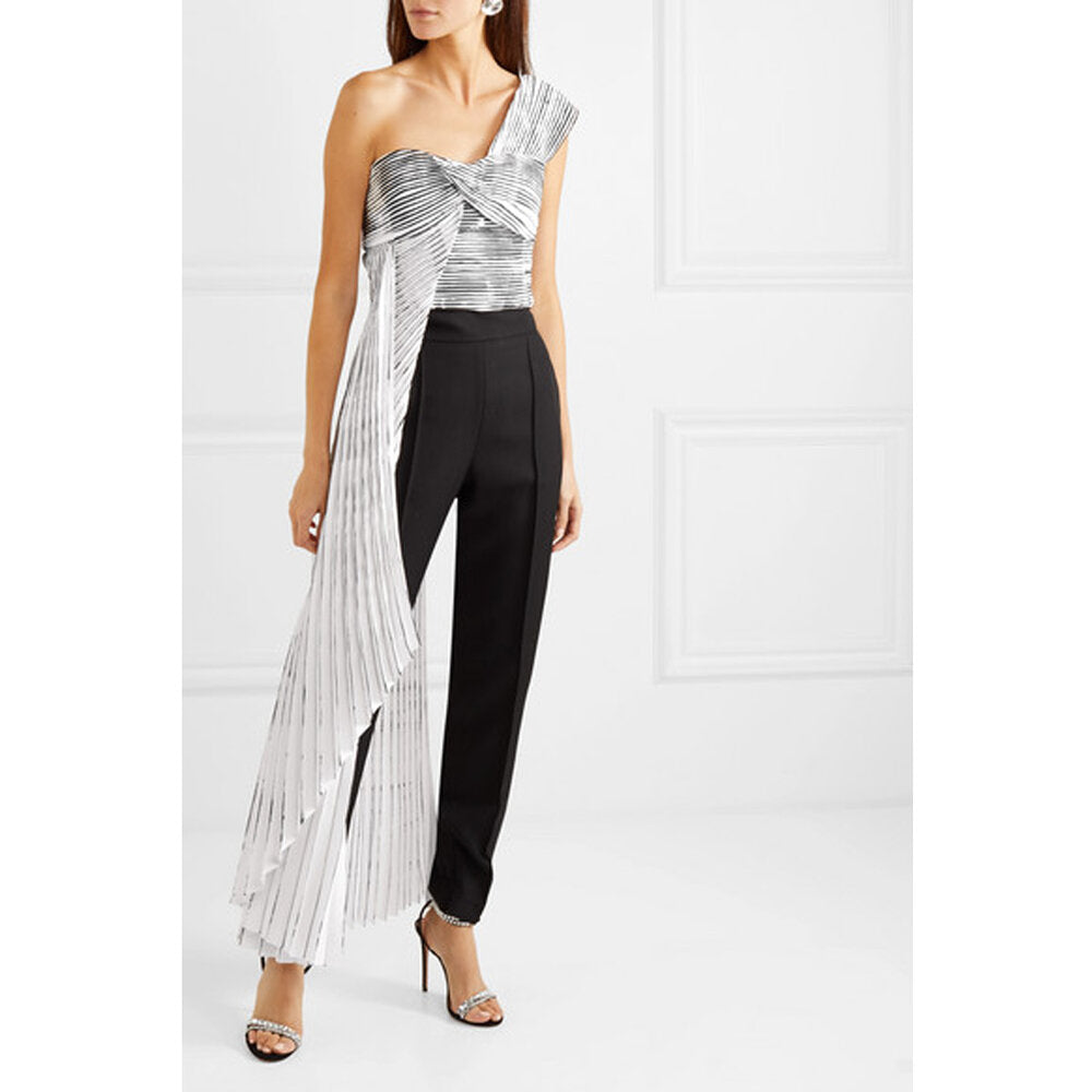 Semsem Hand-Painted Pleated Bustier Top