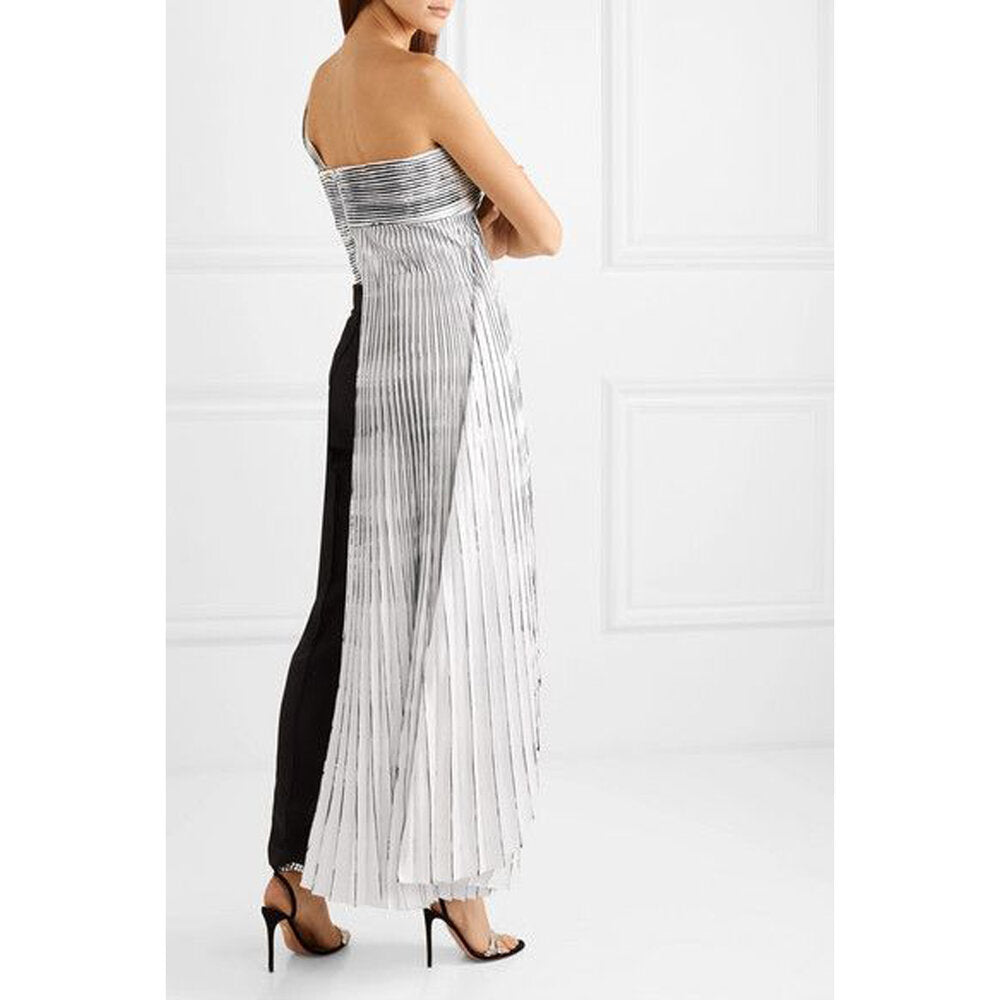 Semsem Hand-Painted Pleated Bustier Top