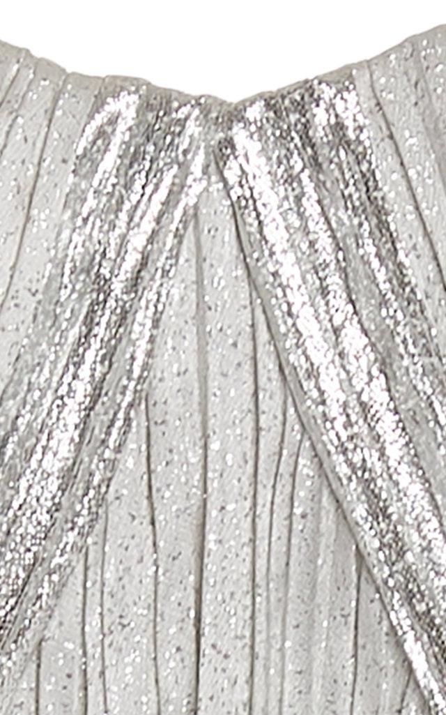 Semsem Metallic Pleated Strapless Bustier Top