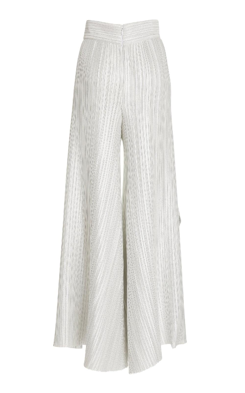 Semsem Metallic Pleated Wide-Leg Trousers