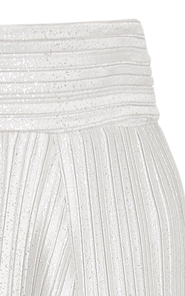 Semsem Metallic Pleated Wide-Leg Trousers