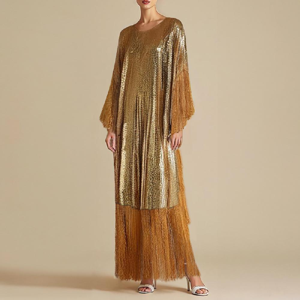 Semsem Metallic Sequin Kaftan - Gold