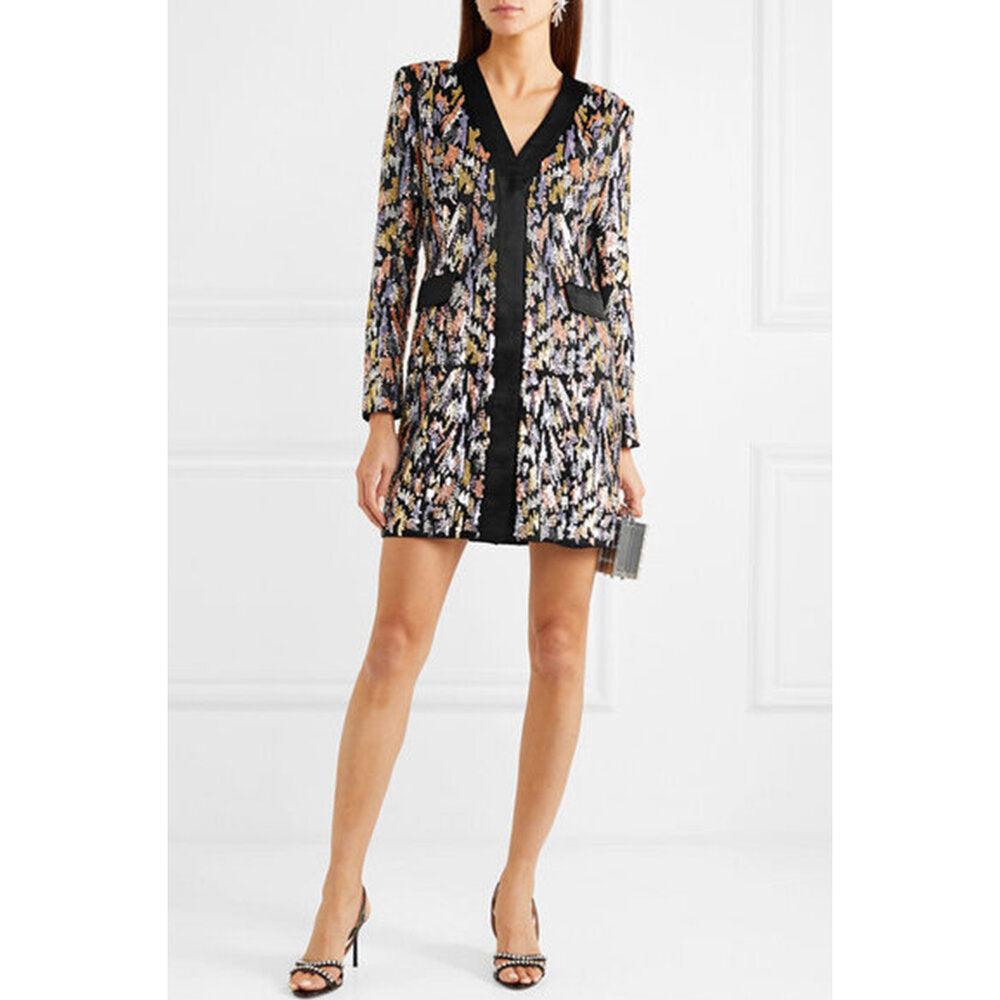 Semsem Multicolor Sequin & Crystal Blazer Dress