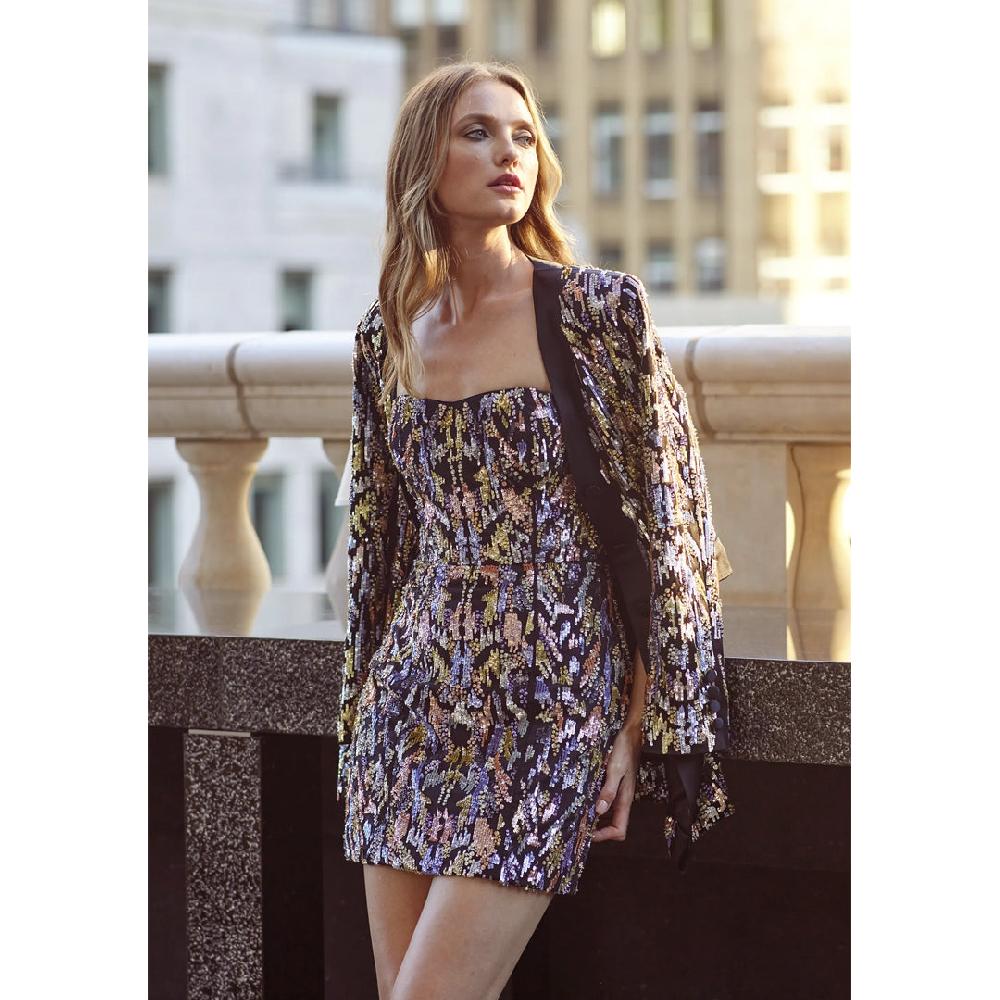 Semsem Multicolor Sequin & Crystal Mini Dress