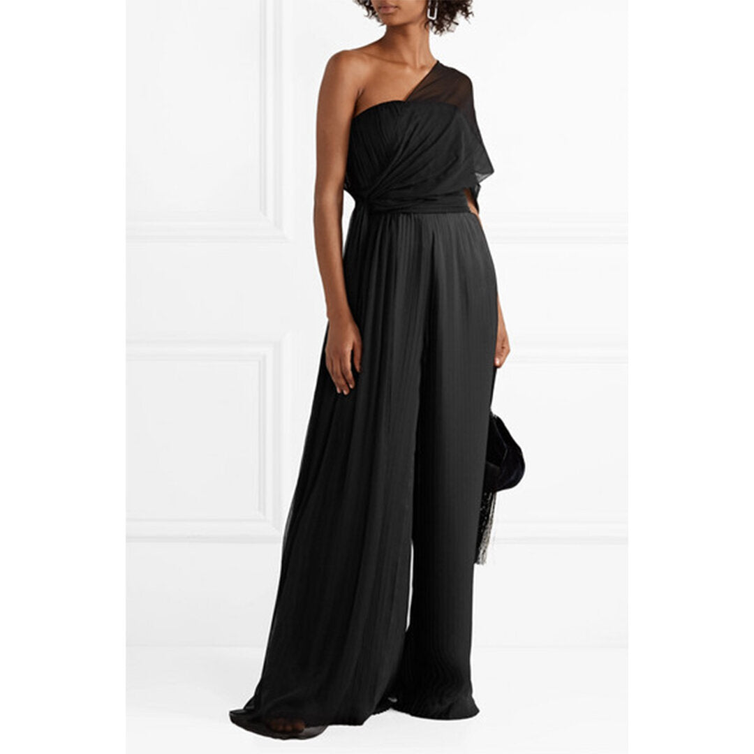 Semsem One-Shoulder Draped Silk Crepe Top