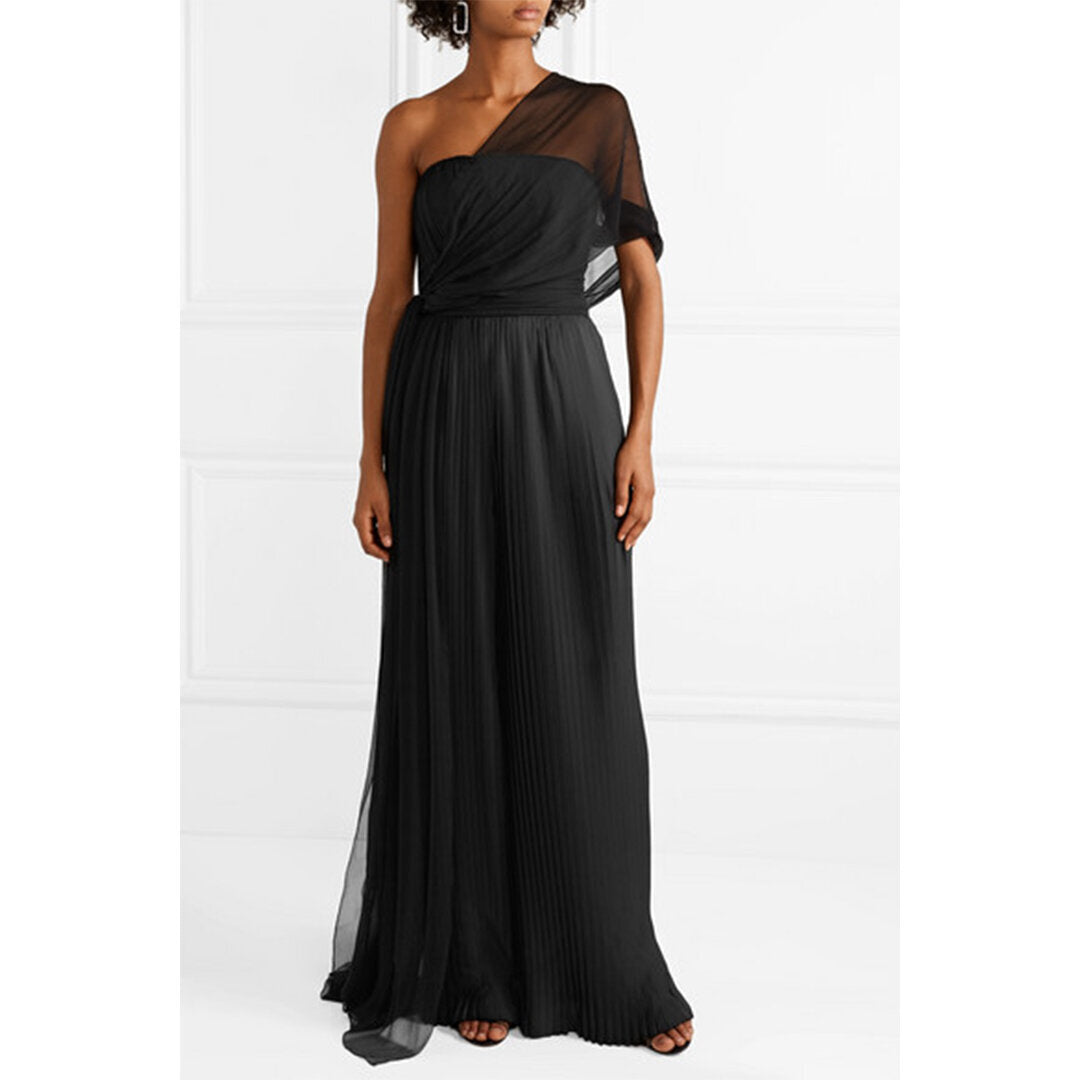 Semsem One-Shoulder Draped Silk Crepe Top