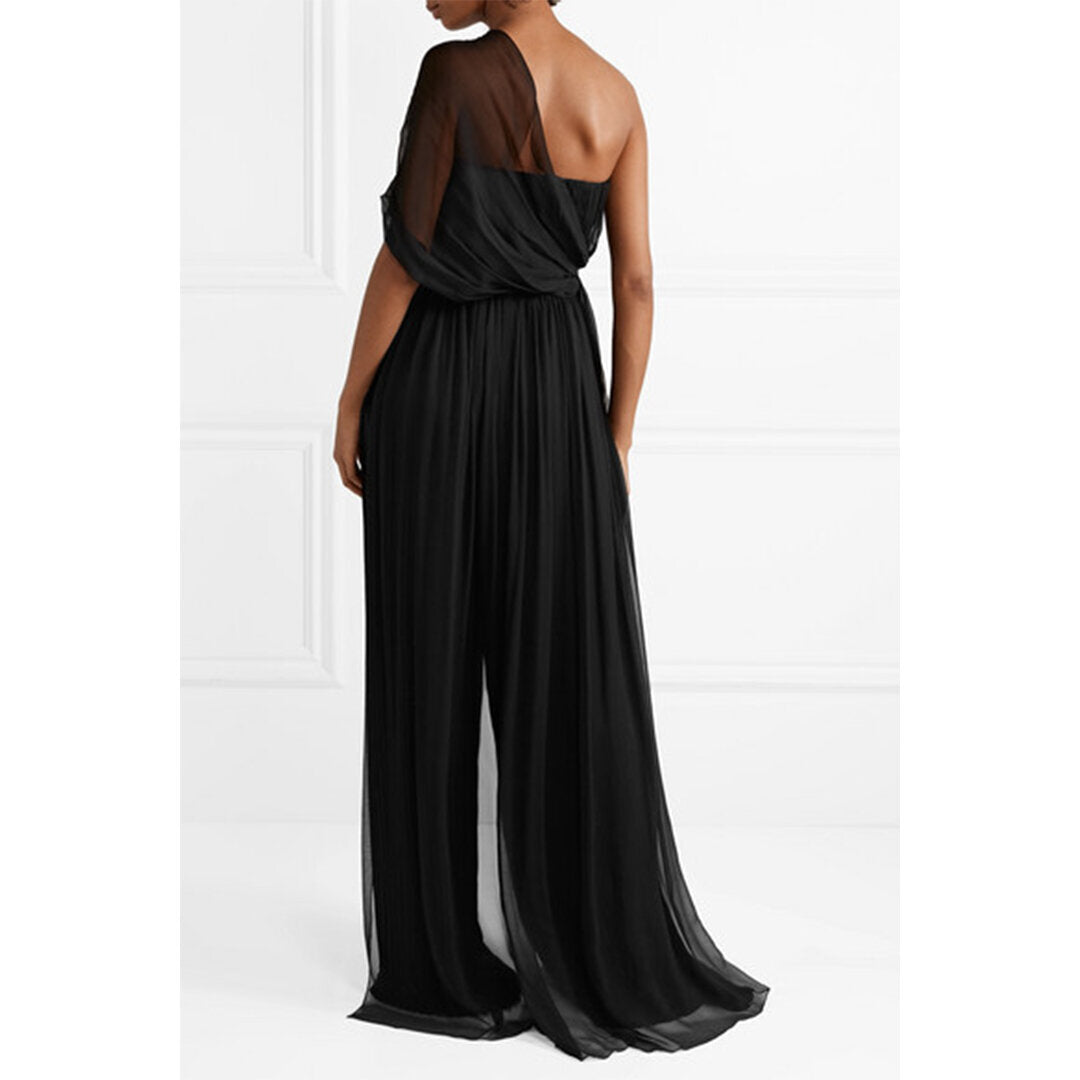 Semsem One-Shoulder Draped Silk Crepe Top