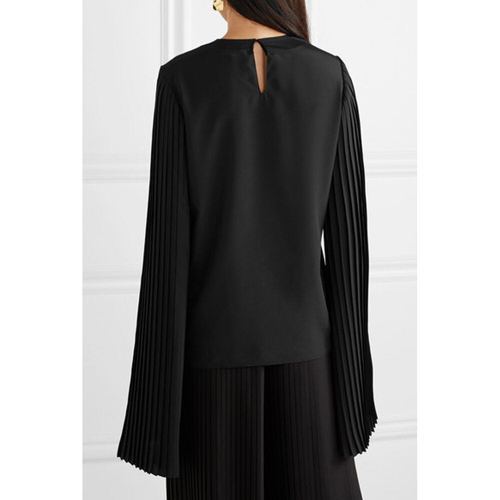 Semsem Pleated Crepe De Chine Top