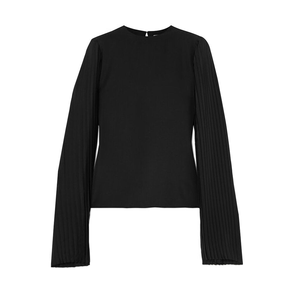 semsem Pleated Crepe De Chine Top