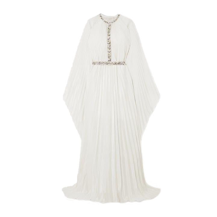 semsem Pleated Kaftan Dress with Crystal Beading