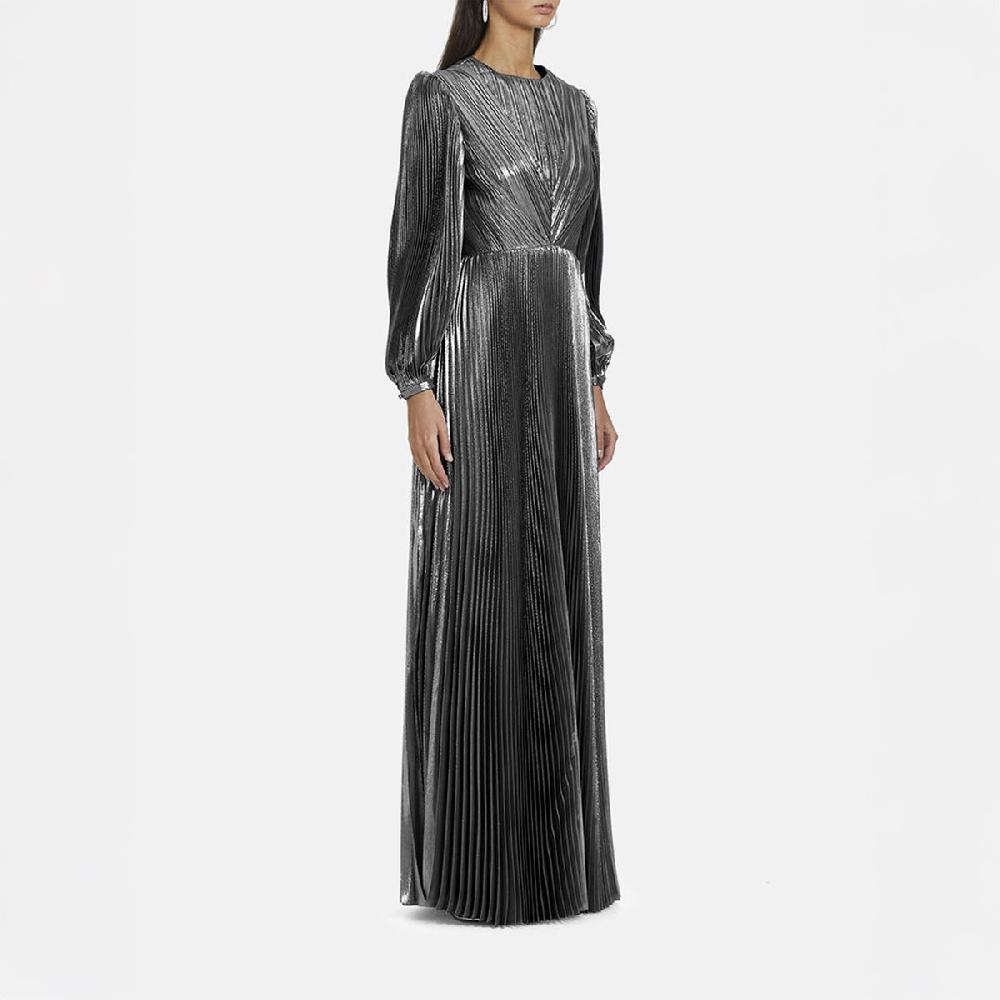 Semsem Pleated Metallic Maxi Dress