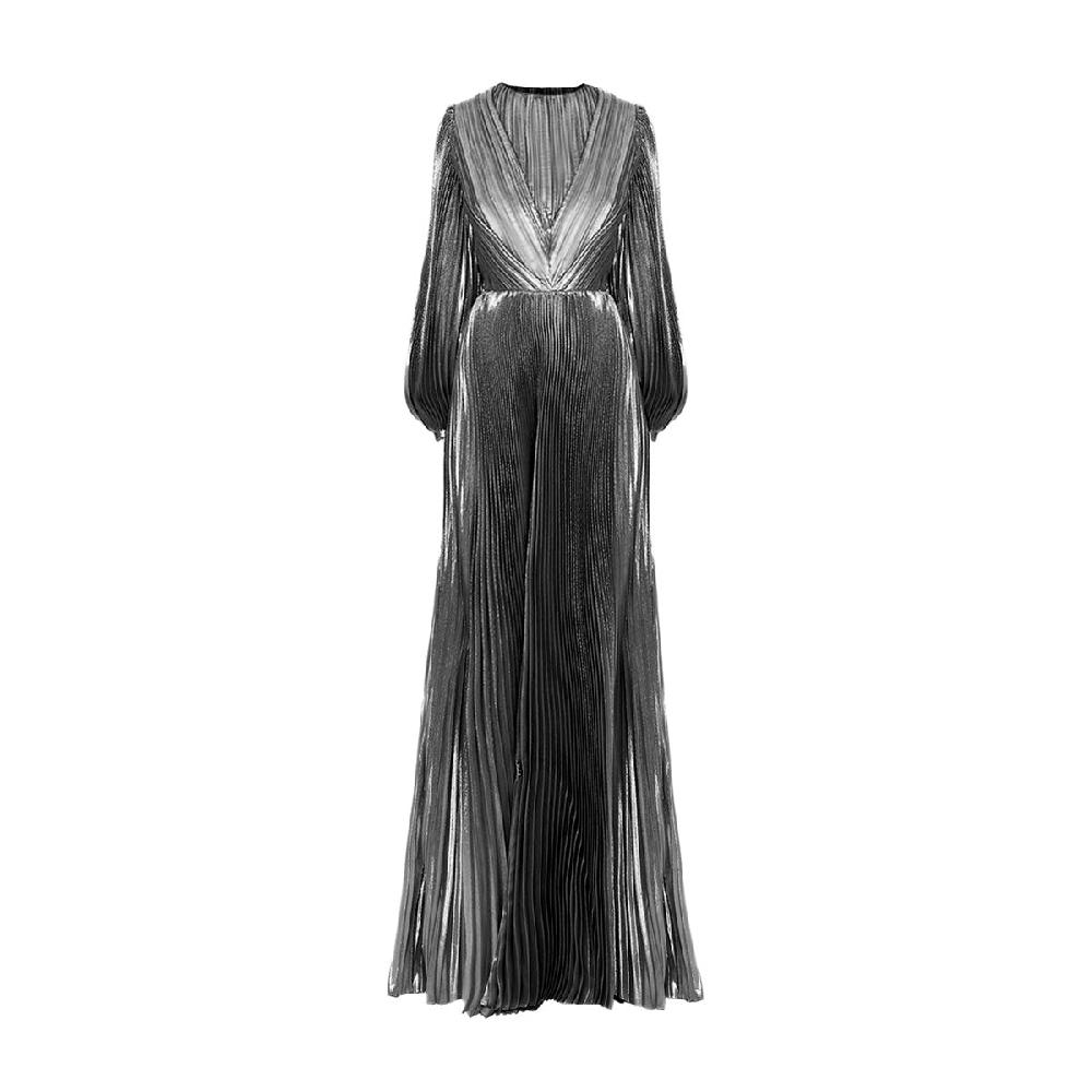 semsem Pleated Metallic Maxi Dress
