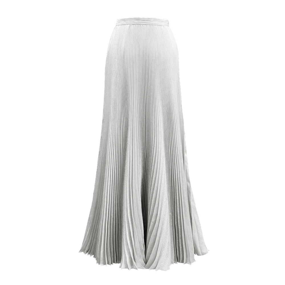 Semsem Pleated Silk/ Metallic Maxi Skirt