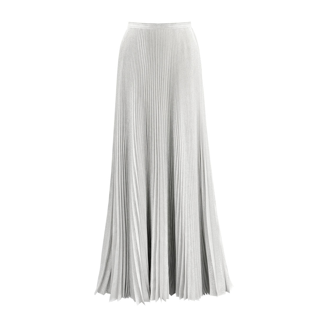 semsem Pleated Silk/ Metallic Maxi Skirt