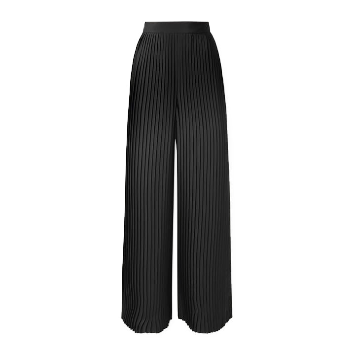semsem Plissé-Satin Wide-Leg Pants