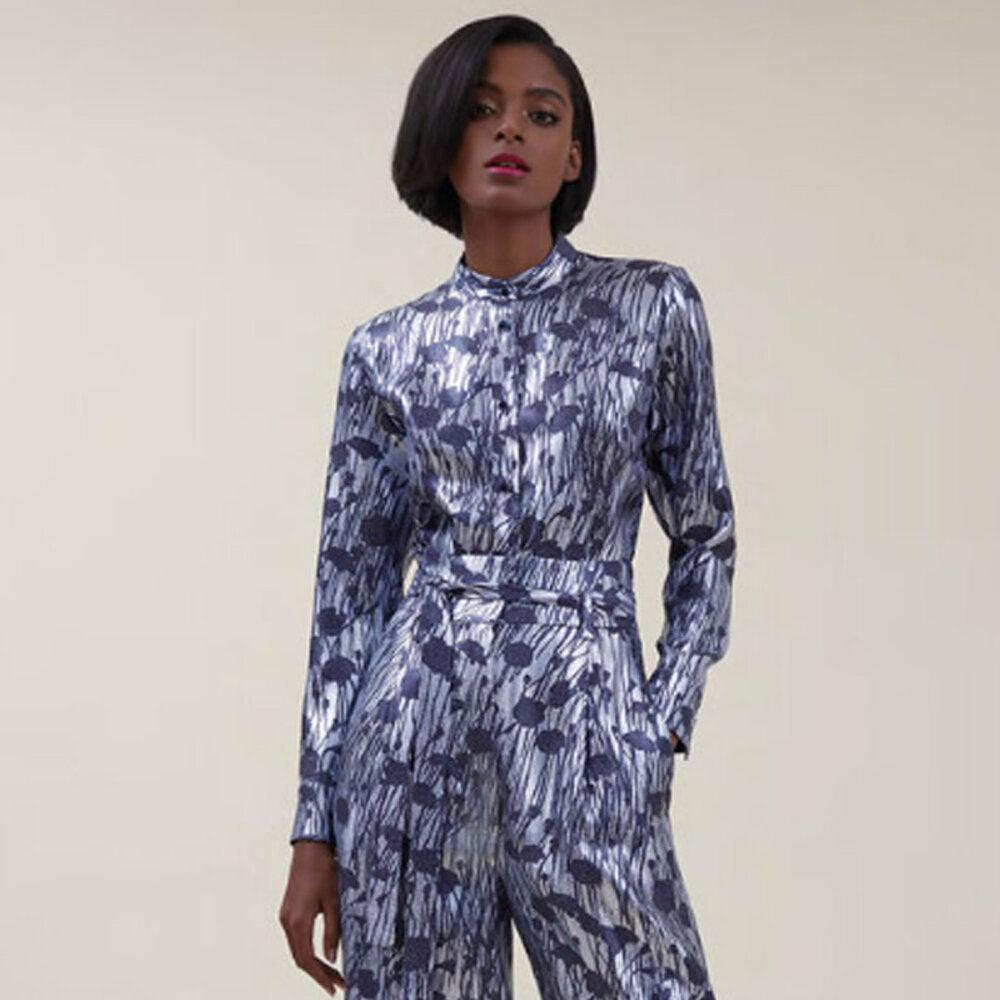 Semsem Printed Lamé Blouse