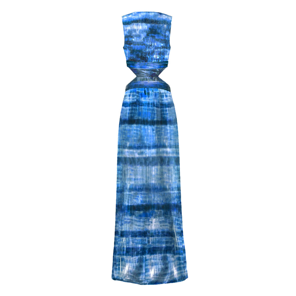 Semsem Printed Metallic Lamé Plissé Dress