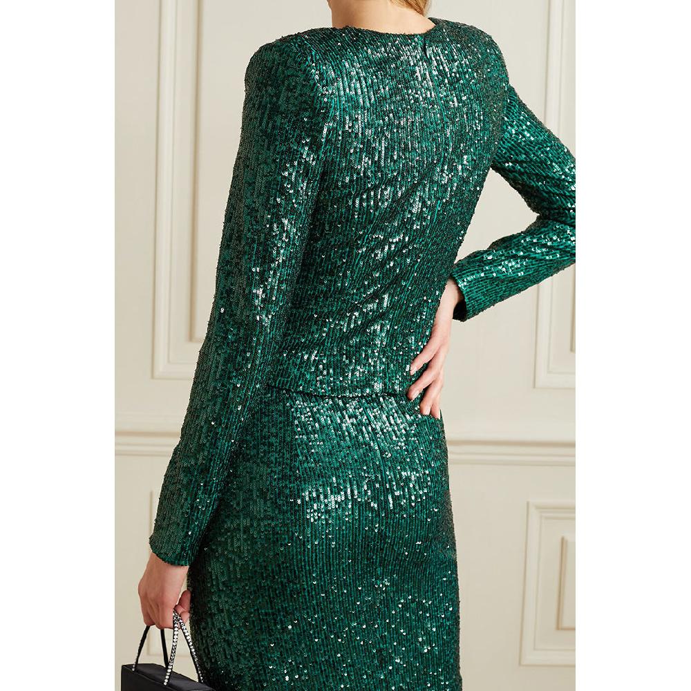 Semsem Sequin Stretch-Tulle Top