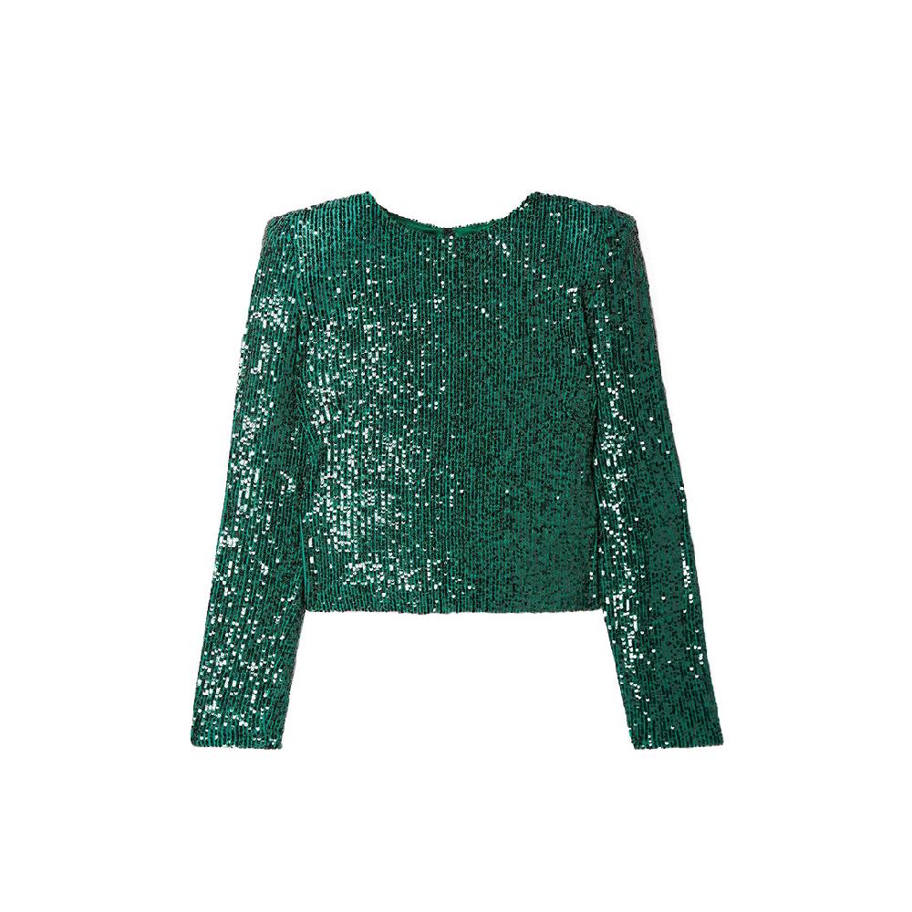 semsem Sequin Stretch-Tulle Top