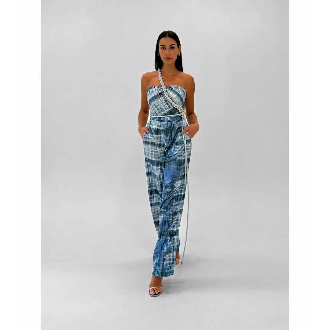 Semsem Tie Dyed Metallic Bustier W/ Crystal Rope