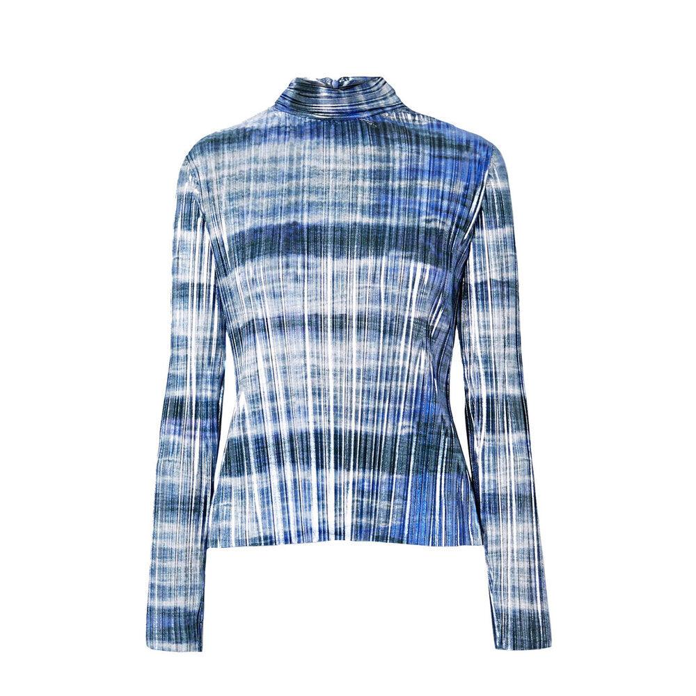 semsem Tie-Dyed Plissé-Lamé Turtleneck Top
