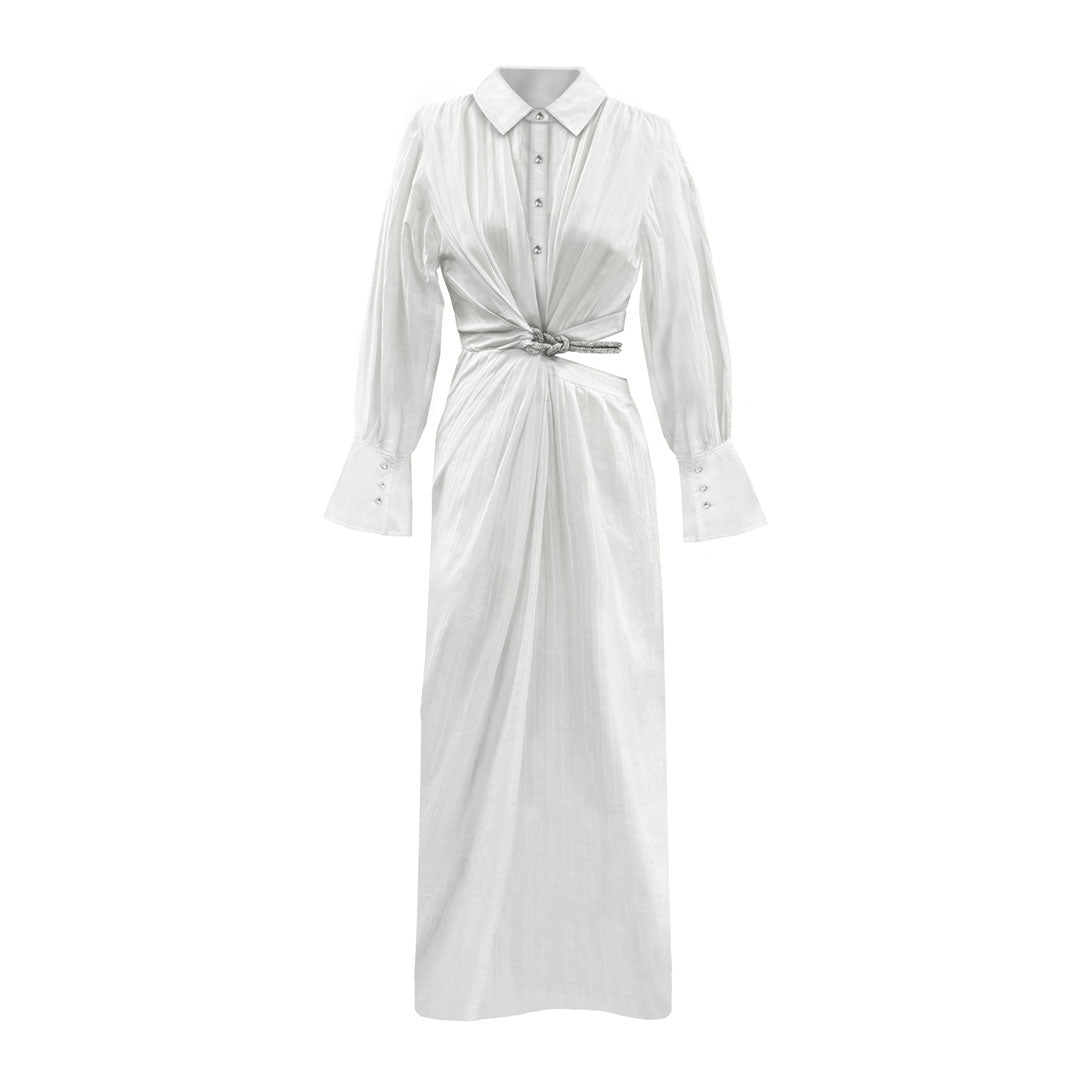 semsem White Shirt Dress with Crystal Cord