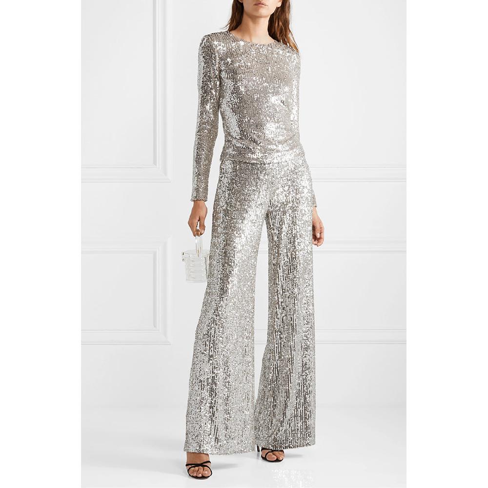 Semsem Wide-Leg Sequin Trousers