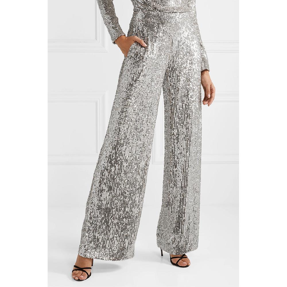 Semsem Wide-Leg Sequin Trousers