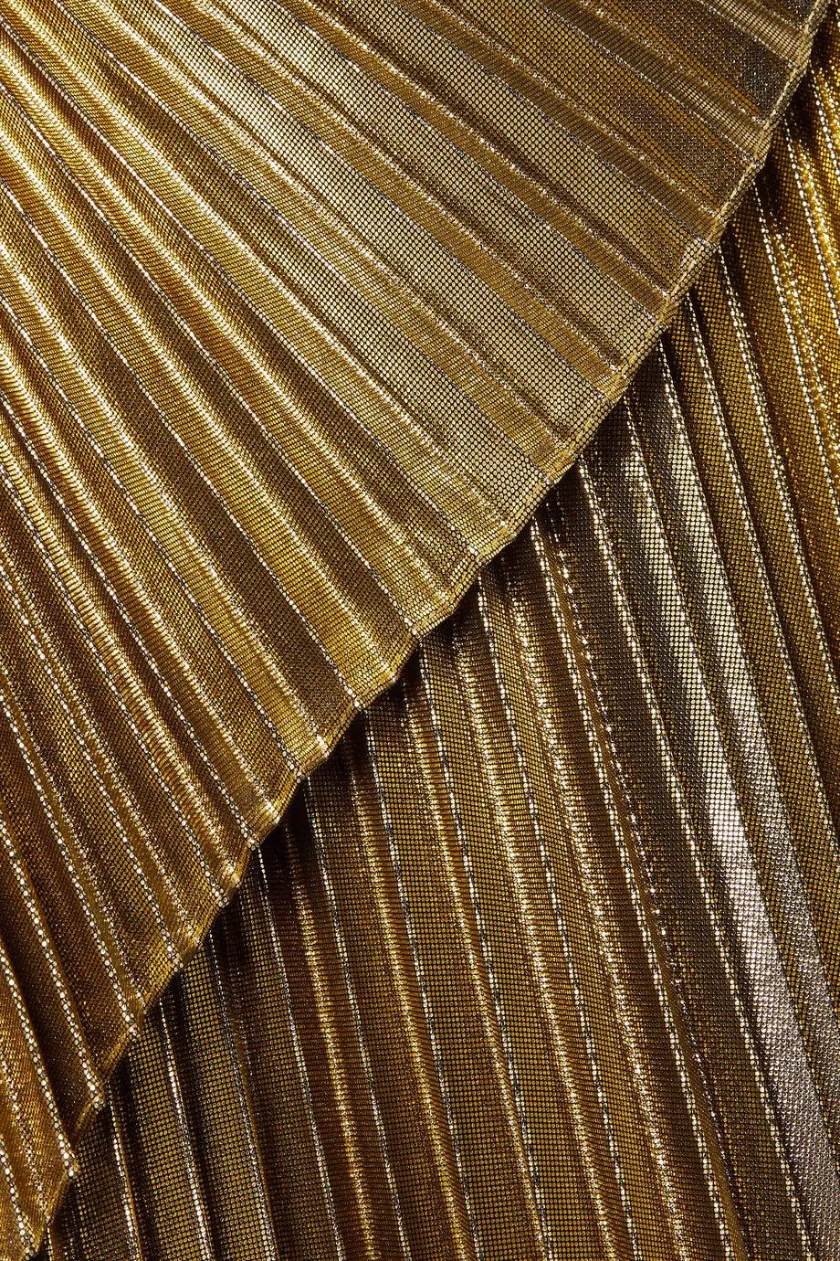 Semsem Wrap-Effect Layered Pleated Lamé Maxi Skirt