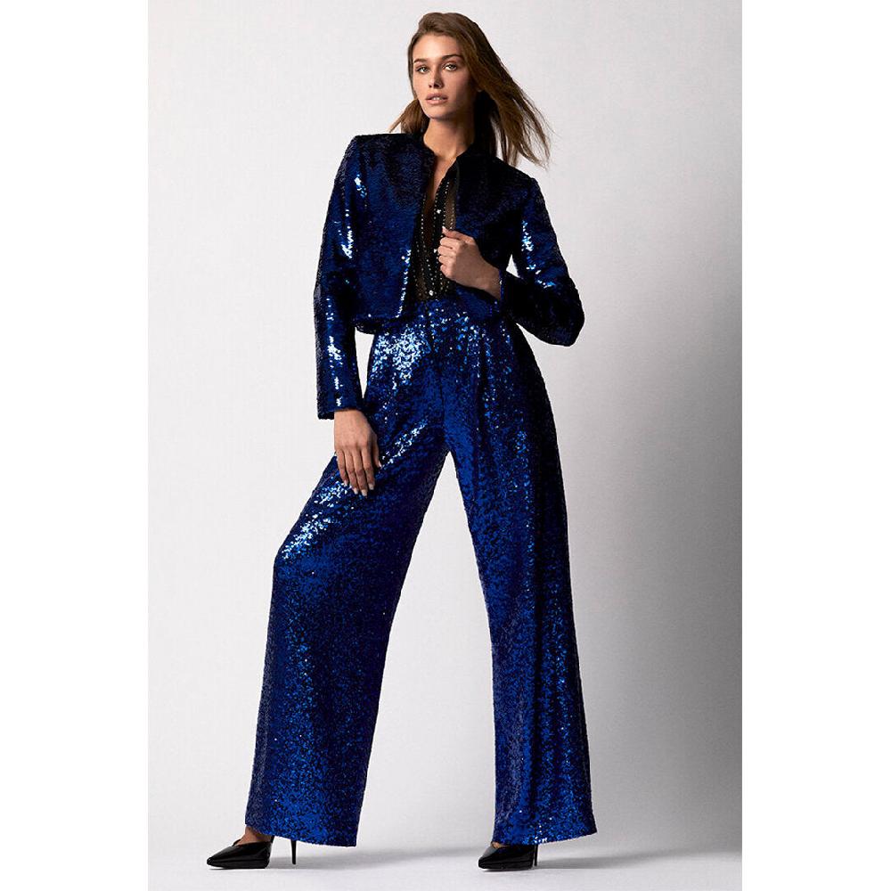 Semsem Sequin-Embellished Pleated Wide-Leg Trousers