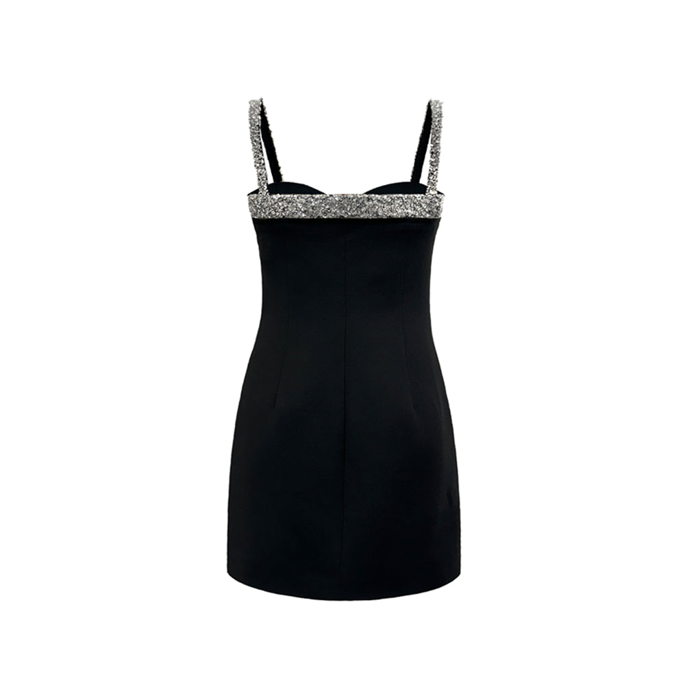 Semsem Stretch Crepe Mini Dress With Crystal Embellishment