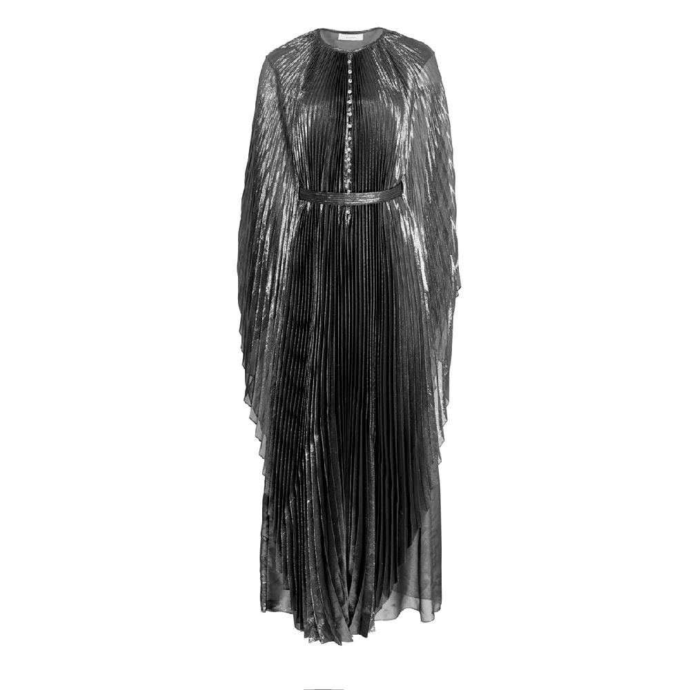 semsem Swarovski Crystal-Embellished Plissé-Lamé Gown