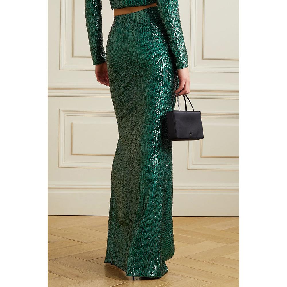 Semsem Wrap-Effect Sequined Stretch-Tulle Midi Skirt
